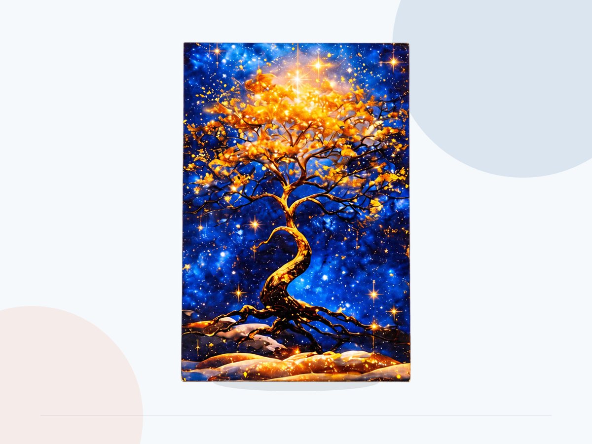 完整展示的蓝金艺术画板打印效果