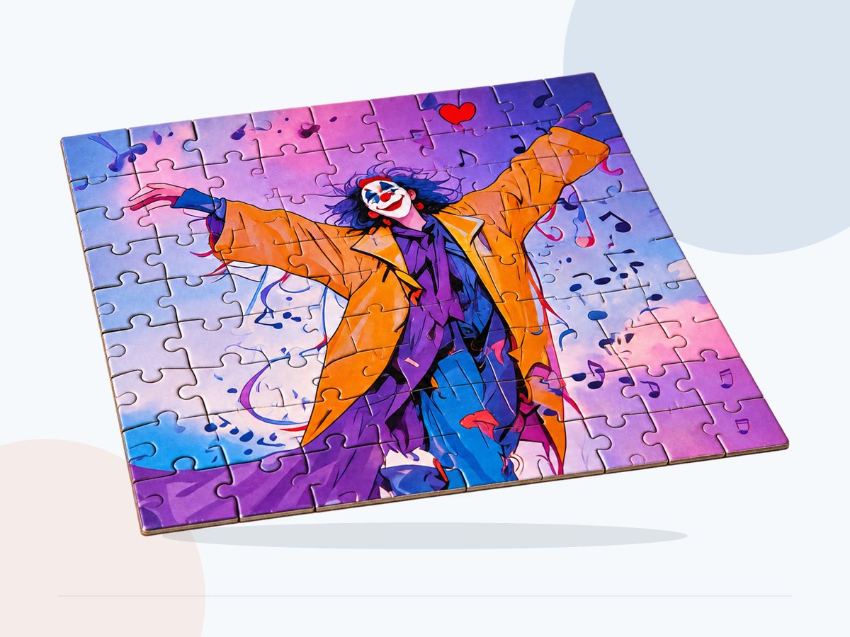 Full view of vivid artwork printed across a jigsaw puzzle