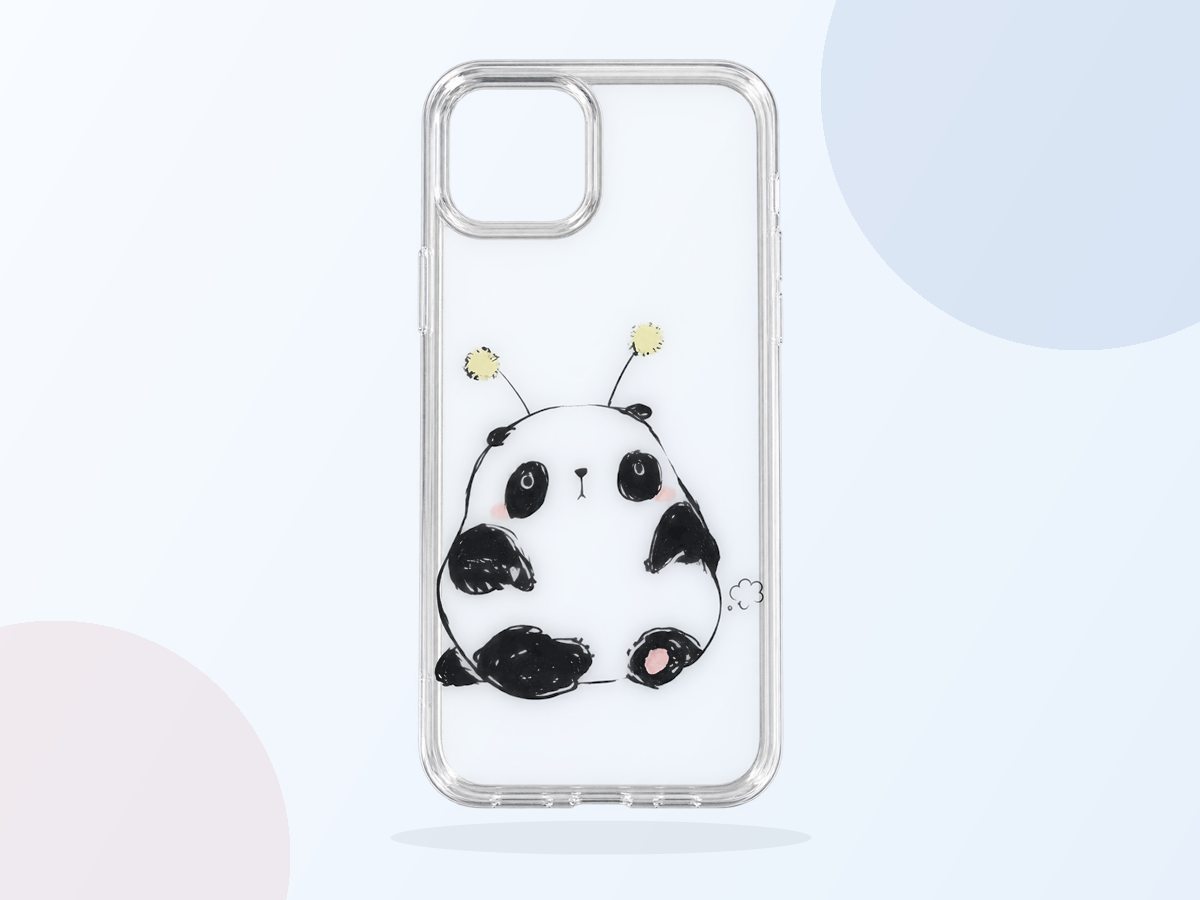 完整展示的熊猫图案透明手机壳